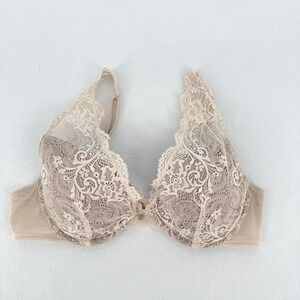 ThirdLove Lace Contour Plunge Bra Womens 34C Beige Floral Lace Underwire 24/7
